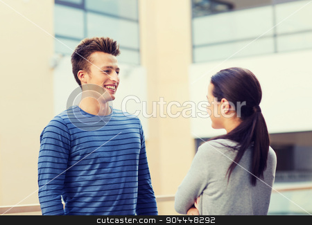 To use this stock image in your creative project, please select the size you need over to the right and click the "Add to Cart" button.
Your downloaded image will come with the Cutcaster watermark removed so don’t worry about the watermark you see on this page. group of smiling students outdoors stock photo, friendship, people and education concept - group of smiling students outdoors by Syda Productions