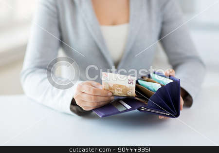 To use this stock image in your creative project, please select the size you need over to the right and click the "Add to Cart" button.
Your downloaded image will come with the Cutcaster watermark removed so don’t worry about the watermark you see on this page. close up of woman hands with wallet and euro money stock photo, business, finance, saving, banking and people concept - close up of woman hands with wallet and euro money by Syda Productions