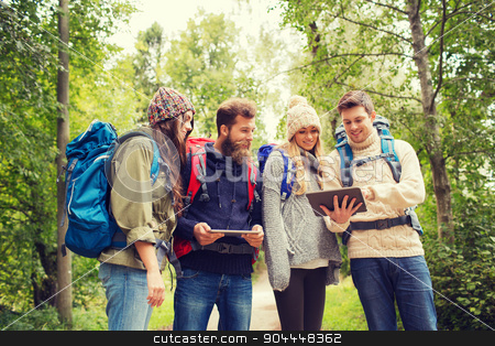 To use this stock image in your creative project, please select the size you need over to the right and click the "Add to Cart" button.
Your downloaded image will come with the Cutcaster watermark removed so don’t worry about the watermark you see on this page. group of friends with backpacks and tablet pc stock photo, adventure, travel, tourism, hike and people concept - group of smiling friends with backpacks and tablet pc computers outdoors by Syda Productions