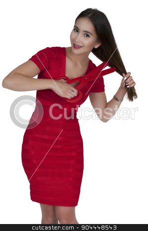 To use this stock image in your creative project, please select the size you need over to the right and click the "Add to Cart" button.
Your downloaded image will come with the Cutcaster watermark removed so don’t worry about the watermark you see on this page. Hairstylist stock photo, Woman hairstylist working on doing a hair style on herself by Robert Byron