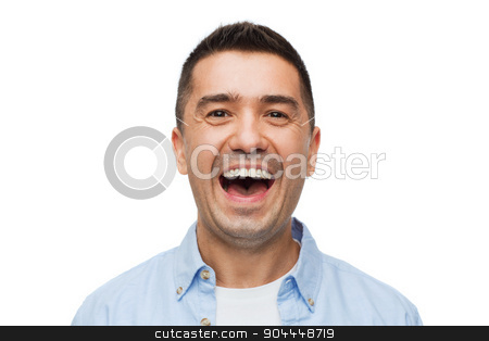 To use this stock image in your creative project, please select the size you need over to the right and click the "Add to Cart" button.
Your downloaded image will come with the Cutcaster watermark removed so don’t worry about the watermark you see on this page. laughing man stock photo, happiness, emotions and people concept - laughing man by Syda Productions