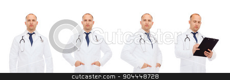 To use this stock image in your creative project, please select the size you need over to the right and click the "Add to Cart" button.
Your downloaded image will come with the Cutcaster watermark removed so don’t worry about the watermark you see on this page. happy doctors with clipboard and stethoscope stock photo, medicine, profession and health care concept - happy doctors with clipboard and stethoscope by Syda Productions