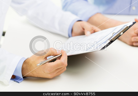 To use this stock image in your creative project, please select the size you need over to the right and click the "Add to Cart" button.
Your downloaded image will come with the Cutcaster watermark removed so don’t worry about the watermark you see on this page. close up of male doctor and patient with clipboard stock photo, medicine, health care, people and prostate cancer concept - close up of f male doctor and patient hands with clipboard by Syda Productions