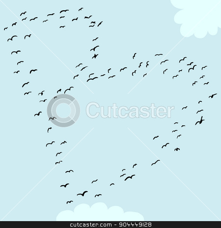 To use this stock image in your creative project, please select the size you need over to the right and click the "Add to Cart" button.
Your downloaded image will come with the Cutcaster watermark removed so don’t worry about the watermark you see on this page. Bird Formation In B stock vector clipart, Illustration of a flock of birds in the shape of the letter b by Eric Basir