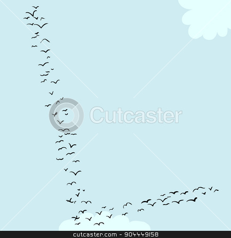 To use this stock image in your creative project, please select the size you need over to the right and click the "Add to Cart" button.
Your downloaded image will come with the Cutcaster watermark removed so don’t worry about the watermark you see on this page. Bird Formation In L stock vector clipart, Illustration of a flock of birds in the shape of the letter l by Eric Basir