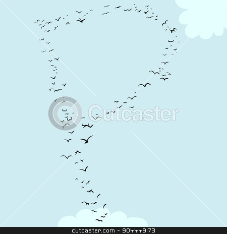 To use this stock image in your creative project, please select the size you need over to the right and click the "Add to Cart" button.
Your downloaded image will come with the Cutcaster watermark removed so don’t worry about the watermark you see on this page. Bird Formation In P stock vector clipart, Illustration of a flock of birds in the shape of the letter p by Eric Basir