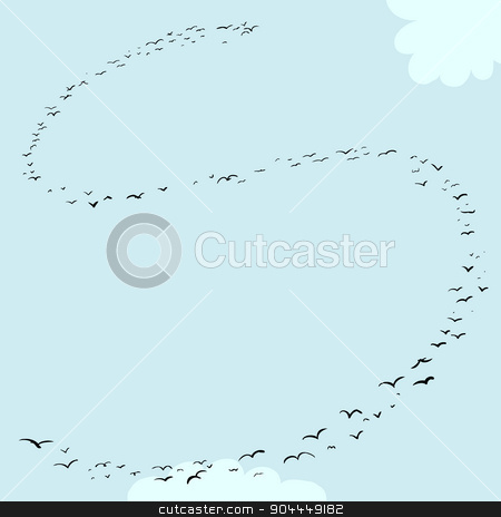 To use this stock image in your creative project, please select the size you need over to the right and click the "Add to Cart" button.
Your downloaded image will come with the Cutcaster watermark removed so don’t worry about the watermark you see on this page. Bird Formation In S stock vector clipart, Illustration of a flock of birds in the shape of the letter s by Eric Basir