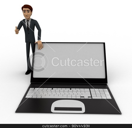 To use this stock image in your creative project, please select the size you need over to the right and click the "Add to Cart" button.
Your downloaded image will come with the Cutcaster watermark removed so don’t worry about the watermark you see on this page. 3d man standing with laptop concept stock photo, 3d man standing with laptop concept on white background, front angle view by 3dlabs