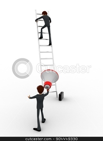 To use this stock image in your creative project, please select the size you need over to the right and click the "Add to Cart" button.
Your downloaded image will come with the Cutcaster watermark removed so don’t worry about the watermark you see on this page. 3d men climbing ladder and another announcing from mic concept stock photo, 3d men climbing ladder and another announcing from mic concept on white background, back angle view by 3dlabs