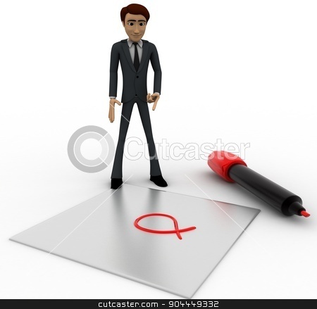 To use this stock image in your creative project, please select the size you need over to the right and click the "Add to Cart" button.
Your downloaded image will come with the Cutcaster watermark removed so don’t worry about the watermark you see on this page. 3d man with red marker pen and cross mark on paper concept stock photo, 3d man with red marker pen and cross mark on paper concept on white background, front angle view by 3dlabs