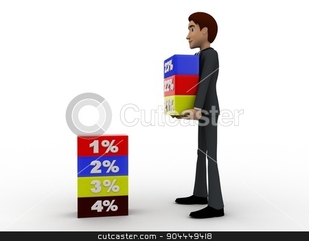 To use this stock image in your creative project, please select the size you need over to the right and click the "Add to Cart" button.
Your downloaded image will come with the Cutcaster watermark removed so don’t worry about the watermark you see on this page. 3d man holding cube of percentage concept stock photo, 3d man holding cube of percentage concept on white background, side angle view by 3dlabs