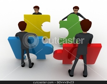 To use this stock image in your creative project, please select the size you need over to the right and click the "Add to Cart" button.
Your downloaded image will come with the Cutcaster watermark removed so don’t worry about the watermark you see on this page. 3d team of men with puzzle piece concept stock photo, 3d team of men with puzzle piece concept on white background, front angle view by 3dlabs
