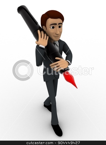 To use this stock image in your creative project, please select the size you need over to the right and click the "Add to Cart" button.
Your downloaded image will come with the Cutcaster watermark removed so don’t worry about the watermark you see on this page. 3d man carrying ink pen on shoulder with red knob concept stock photo, 3d man carrying ink pen on shoulder with red knob concept on white background, side angle view by 3dlabs