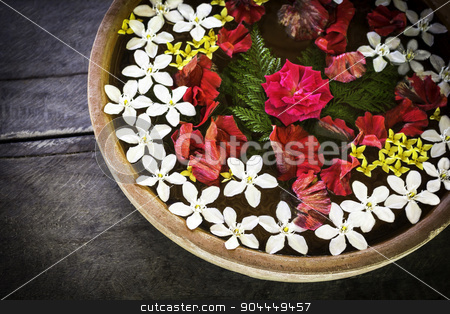 To use this stock image in your creative project, please select the size you need over to the right and click the "Add to Cart" button.
Your downloaded image will come with the Cutcaster watermark removed so don’t worry about the watermark you see on this page. Spa therapy with flowers stock photo, Spa therapy with flowers on water in bowl and wooden background by manusy