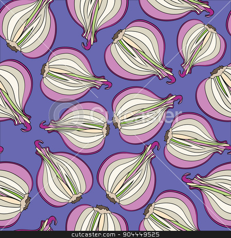 To use this stock image in your creative project, please select the size you need over to the right and click the "Add to Cart" button.
Your downloaded image will come with the Cutcaster watermark removed so don’t worry about the watermark you see on this page. Seamless pattern with onion stock vector clipart, Seamless colorful pattern with scattered onion on a cut by Aleksandra Serova