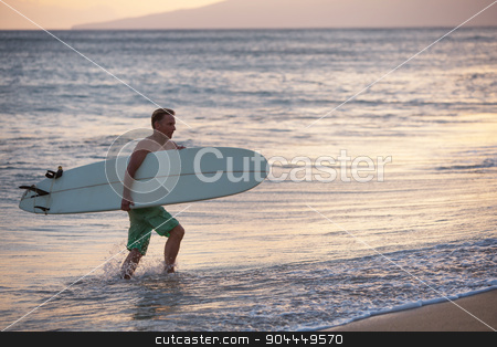 To use this stock image in your creative project, please select the size you need over to the right and click the "Add to Cart" button.
Your downloaded image will come with the Cutcaster watermark removed so don’t worry about the watermark you see on this page. Carrying Surfboard Out of Water stock photo, European man carrying his surfboard out of the water by Scott Griessel
