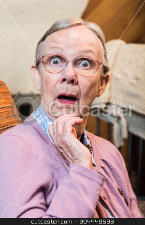 To use this stock image in your creative project, please select the size you need over to the right and click the "Add to Cart" button.
Your downloaded image will come with the Cutcaster watermark removed so don’t worry about the watermark you see on this page. Surprised Old Woman stock photo, Surprised old matron woman looking at camera by Scott Griessel