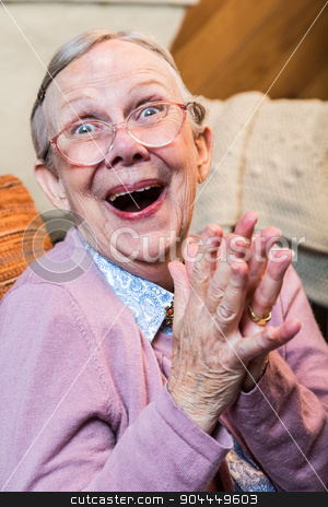 To use this stock image in your creative project, please select the size you need over to the right and click the "Add to Cart" button.
Your downloaded image will come with the Cutcaster watermark removed so don’t worry about the watermark you see on this page. Joyful Old Woman stock photo, Joyful old woman in pink sweater with hands together by Scott Griessel