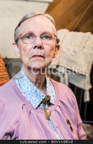 To use this stock image in your creative project, please select the size you need over to the right and click the "Add to Cart" button.
Your downloaded image will come with the Cutcaster watermark removed so don’t worry about the watermark you see on this page. Old Woman Sitting Sternly stock photo, Old woman in pink sweater sitting straight and stern by Scott Griessel