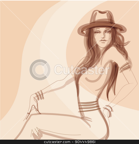 To use this stock image in your creative project, please select the size you need over to the right and click the "Add to Cart" button.
Your downloaded image will come with the Cutcaster watermark removed so don’t worry about the watermark you see on this page. Flower power bohemian hippie chic girl stock vector clipart, fashion illustration design entho chic style girl by Jera