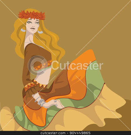 To use this stock image in your creative project, please select the size you need over to the right and click the "Add to Cart" button.
Your downloaded image will come with the Cutcaster watermark removed so don’t worry about the watermark you see on this page. Flower power bohemian hippie chic girl stock vector clipart, fashion illustration design entho chic style girl by Jera