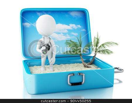 To use this stock image in your creative project, please select the size you need over to the right and click the "Add to Cart" button.
Your downloaded image will come with the Cutcaster watermark removed so don’t worry about the watermark you see on this page. 3d white people tourist with camera in a travel suitcase. stock photo, 3d renderer image. White people tourist with camera in a travel suitcase. Beach vacation concept. Isolated white background by nicolas menijes