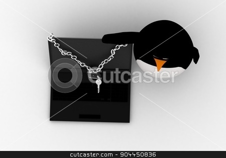 To use this stock image in your creative project, please select the size you need over to the right and click the "Add to Cart" button.
Your downloaded image will come with the Cutcaster watermark removed so don’t worry about the watermark you see on this page. 3d penguin with lock of laptop concept stock photo, 3d penguin with lock of laptop concept on white background, top angle view by 3dlabs