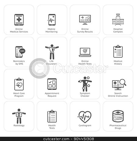 To use this stock image in your creative project, please select the size you need over to the right and click the "Add to Cart" button.
Your downloaded image will come with the Cutcaster watermark removed so don’t worry about the watermark you see on this page. Medical & Health Care Icons Set. Flat Design. stock vector clipart, Medical & Health Care Icons Set. Flat Design. Isolated. by Vadym Nechyporenko