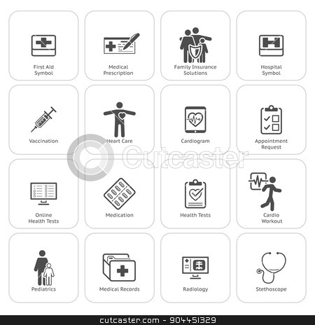 To use this stock image in your creative project, please select the size you need over to the right and click the "Add to Cart" button.
Your downloaded image will come with the Cutcaster watermark removed so don’t worry about the watermark you see on this page. Medical & Health Care Icons Set. Flat Design. stock vector clipart, Medical & Health Care Icons Set. Flat Design. Isolated. by Vadym Nechyporenko