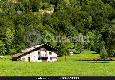 To use this stock image in your creative project, please select the size you need over to the right and click the "Add to Cart" button.
Your downloaded image will come with the Cutcaster watermark removed so don’t worry about the watermark you see on this page. Typical Old Farmhouse - Trentino Italy stock photo, Typical old farm house with barn in mountain. Trentino Alto Adige, Italy by catalby