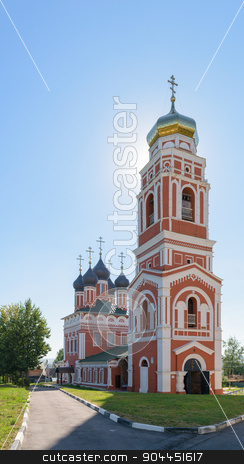 To use this stock image in your creative project, please select the size you need over to the right and click the "Add to Cart" button.
Your downloaded image will come with the Cutcaster watermark removed so don’t worry about the watermark you see on this page. Trinity Church of brick against the blue cloudless sky on day stock photo, BOLHOV OF OREL REGION, RUSSIA - AUGUST 15, 2015: Trinity Church of brick against the blue cloudless sky on a sunny summer day by IgorTravkin