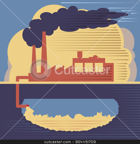 To use this stock image in your creative project, please select the size you need over to the right and click the "Add to Cart" button.
Your downloaded image will come with the Cutcaster watermark removed so don’t worry about the watermark you see on this page. Factory building - air and soil pollution stock vector clipart, Pollution concept. Industrial pollution illustration, factory smoke from the chimney and air and soil pollution by Serhii
