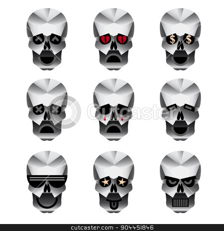 To use this stock image in your creative project, please select the size you need over to the right and click the "Add to Cart" button.
Your downloaded image will come with the Cutcaster watermark removed so don’t worry about the watermark you see on this page. Happy skull emotion icons set stock vector clipart, Happy skull emoticons. Nine icons portraying different emotions of usually happy skull. by lkeskinen