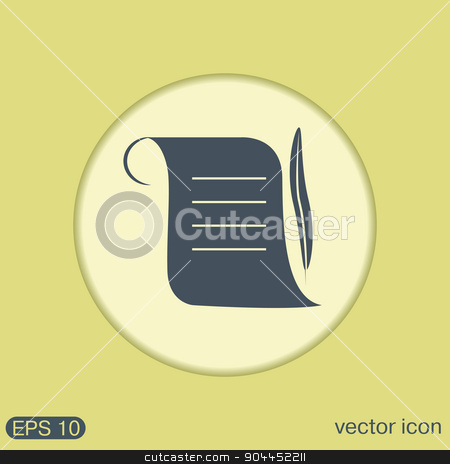 To use this stock image in your creative project, please select the size you need over to the right and click the "Add to Cart" button.
Your downloaded image will come with the Cutcaster watermark removed so don’t worry about the watermark you see on this page. Ancient parchment sheet of paper and a quill to write icon stock vector clipart, Ancient parchment sheet of paper and a quill to write icon by LittleCuckoo