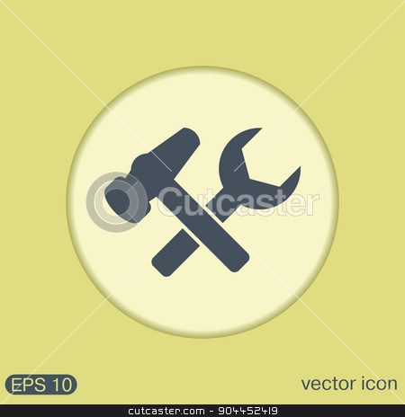 To use this stock image in your creative project, please select the size you need over to the right and click the "Add to Cart" button.
Your downloaded image will come with the Cutcaster watermark removed so don’t worry about the watermark you see on this page. hammer and wrench, symbol settings. stock vector clipart, hammer and wrench, symbol settings. by LittleCuckoo