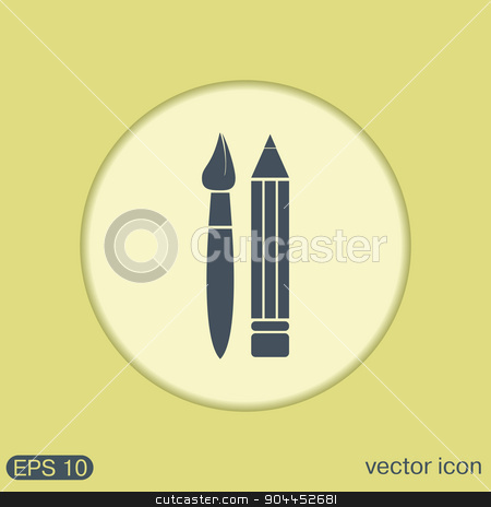 To use this stock image in your creative project, please select the size you need over to the right and click the "Add to Cart" button.
Your downloaded image will come with the Cutcaster watermark removed so don’t worry about the watermark you see on this page. Brush and Pencil. drawing characters. stock vector clipart, Brush and Pencil. drawing characters. Education sign. symbol icon drawing and art by LittleCuckoo