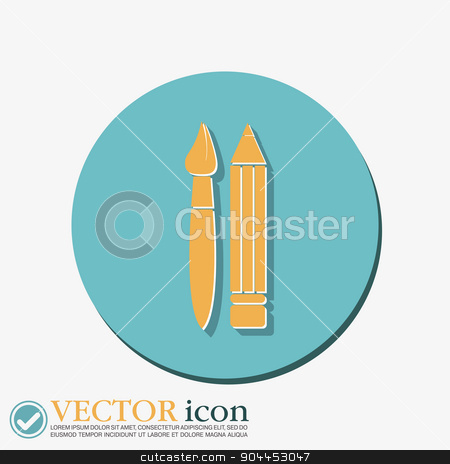 To use this stock image in your creative project, please select the size you need over to the right and click the "Add to Cart" button.
Your downloaded image will come with the Cutcaster watermark removed so don’t worry about the watermark you see on this page. Brush and Pencil. drawing characters. stock vector clipart, Brush and Pencil. drawing characters. Education sign. symbol icon drawing and art by LittleCuckoo