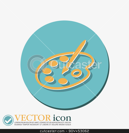 To use this stock image in your creative project, please select the size you need over to the right and click the "Add to Cart" button.
Your downloaded image will come with the Cutcaster watermark removed so don’t worry about the watermark you see on this page. Palette with brush. Symbol of art. Icon painting stock vector clipart, Palette with brush. Symbol of art. Icon painting by LittleCuckoo