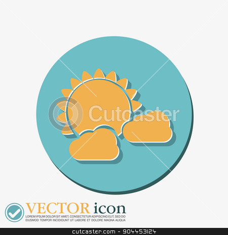 To use this stock image in your creative project, please select the size you need over to the right and click the "Add to Cart" button.
Your downloaded image will come with the Cutcaster watermark removed so don’t worry about the watermark you see on this page. weather icon, sun behind the cloud stock vector clipart, weather icon, sun behind the cloud by LittleCuckoo