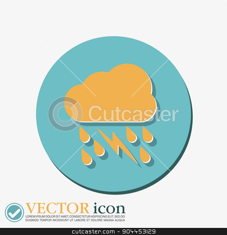 To use this stock image in your creative project, please select the size you need over to the right and click the "Add to Cart" button.
Your downloaded image will come with the Cutcaster watermark removed so don’t worry about the watermark you see on this page. weather icon. cloud rain lightning sign stock vector clipart, weather icon. cloud rain lightning sign by LittleCuckoo