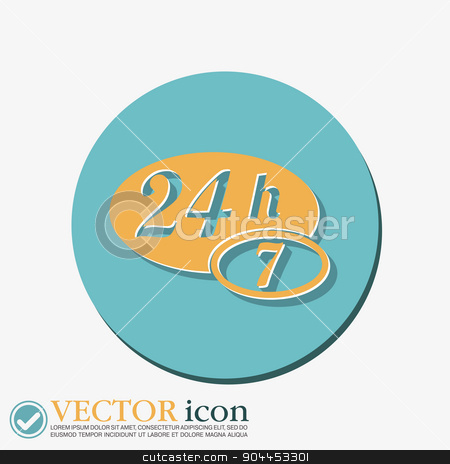 To use this stock image in your creative project, please select the size you need over to the right and click the "Add to Cart" button.
Your downloaded image will come with the Cutcaster watermark removed so don’t worry about the watermark you see on this page. character 24 7. open 24 hours a day and 7 days a week icons stock vector clipart, 24 7 icon. open 24 hours a day and 7 days a week icons by LittleCuckoo