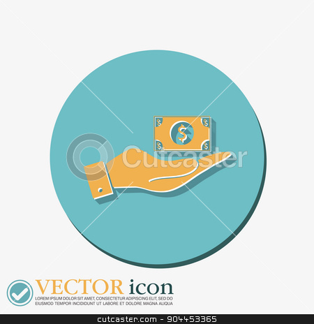 To use this stock image in your creative project, please select the size you need over to the right and click the "Add to Cart" button.
Your downloaded image will come with the Cutcaster watermark removed so don’t worry about the watermark you see on this page. hand holding a Dollar bill. symbol of money stock vector clipart, hand holding a Dollar bill. symbol of money by LittleCuckoo