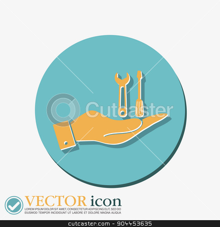 To use this stock image in your creative project, please select the size you need over to the right and click the "Add to Cart" button.
Your downloaded image will come with the Cutcaster watermark removed so don’t worry about the watermark you see on this page. hand holding a screwdriver and wrench, symbol settings sign stock vector clipart, hand holding a screwdriver and wrench, symbol settings sign by LittleCuckoo