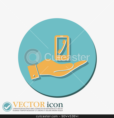 To use this stock image in your creative project, please select the size you need over to the right and click the "Add to Cart" button.
Your downloaded image will come with the Cutcaster watermark removed so don’t worry about the watermark you see on this page. hand holding a smartphone with the symbol telephone handset stock vector clipart, hand holding a smartphone with the symbol telephone handset by LittleCuckoo