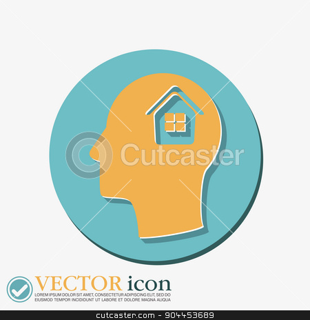 To use this stock image in your creative project, please select the size you need over to the right and click the "Add to Cart" button.
Your downloaded image will come with the Cutcaster watermark removed so don’t worry about the watermark you see on this page. Vector Icon head think silhoutte vector man and his mind about House icon. Home sign stock vector clipart, Vector Icon head think silhoutte vector man and his mind about House icon. Home sign by LittleCuckoo