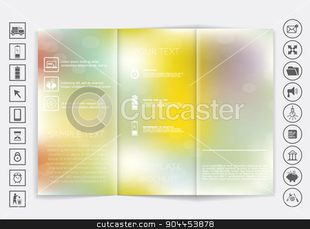 To use this stock image in your creative project, please select the size you need over to the right and click the "Add to Cart" button.
Your downloaded image will come with the Cutcaster watermark removed so don’t worry about the watermark you see on this page. Tri-Fold Brochure mock up vector design. Smooth unfocused bokeh background. stock vector clipart, Tri-Fold Brochure mock up vector design. Smooth unfocused bokeh background. Corporate Business Style by LittleCuckoo