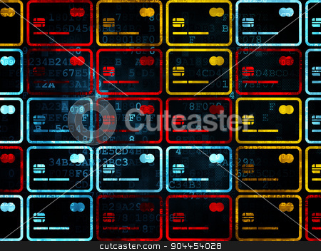 To use this stock image in your creative project, please select the size you need over to the right and click the "Add to Cart" button.
Your downloaded image will come with the Cutcaster watermark removed so don’t worry about the watermark you see on this page. Banking concept: Credit Card icons on Digital background stock photo, Banking concept: Pixelated multicolor Credit Card icons on Digital background, 3d render by mkabakov