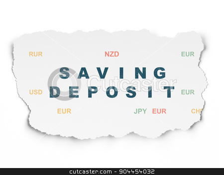 To use this stock image in your creative project, please select the size you need over to the right and click the "Add to Cart" button.
Your downloaded image will come with the Cutcaster watermark removed so don’t worry about the watermark you see on this page. Currency concept: Saving Deposit on Torn Paper background stock photo, Currency concept: Painted blue text Saving Deposit on Torn Paper background with Currency, 3d render by mkabakov