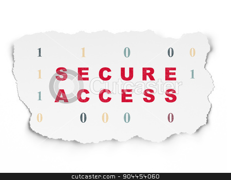 To use this stock image in your creative project, please select the size you need over to the right and click the "Add to Cart" button.
Your downloaded image will come with the Cutcaster watermark removed so don’t worry about the watermark you see on this page. Safety concept: Secure Access on Torn Paper background stock photo, Safety concept: Painted red text Secure Access on Torn Paper background with Binary Code, 3d render by mkabakov