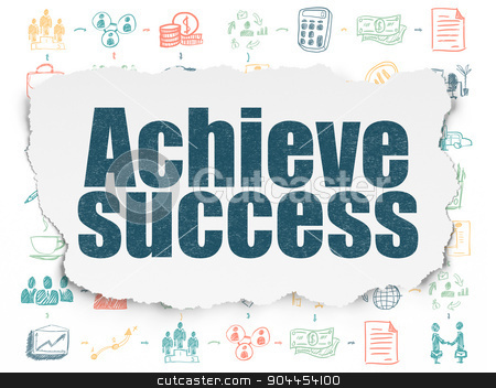To use this stock image in your creative project, please select the size you need over to the right and click the "Add to Cart" button.
Your downloaded image will come with the Cutcaster watermark removed so don’t worry about the watermark you see on this page. Business concept: Achieve Success on Torn Paper background stock photo, Business concept: Painted blue text Achieve Success on Torn Paper background with Scheme Of Hand Drawn Business Icons, 3d render by mkabakov